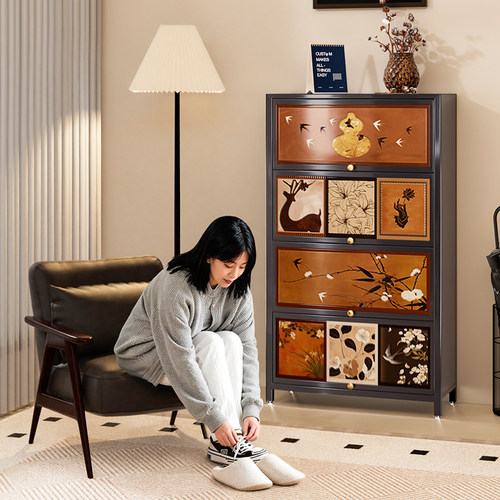 中古风多层家用室内储物柜玄关柜