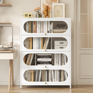 家用钢制玻璃书柜儿童书架客厅展示架防尘储物柜铁艺收纳柜铁皮柜