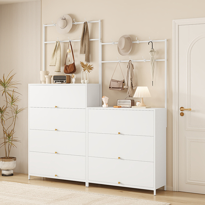 家用钢制鞋柜衣帽架一体靠墙入户