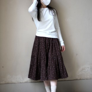 150小个子灯芯绒复古波点半身裙女秋冬遮胯显瘦蛋糕裙A字大摆裙