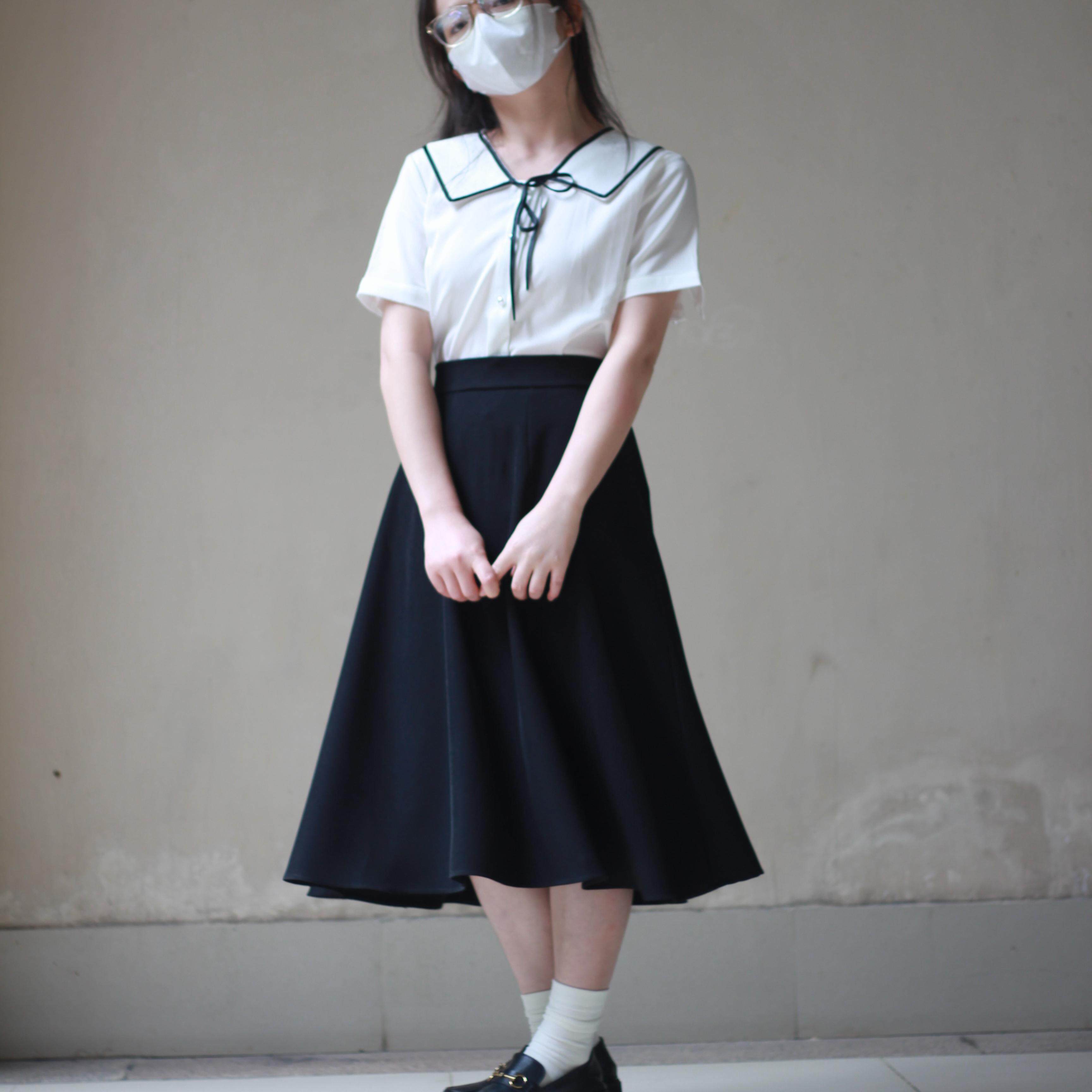 150小个子黑色百搭半身裙春夏秋季职业高腰西装裙通勤中长款A字裙