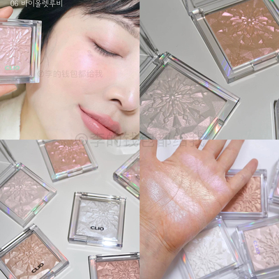 玲珑剔透光~韩国clio珂莱欧新品雪花珠光高光自然立体提亮卧蚕