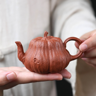 家用小品薄胎泡茶壶 宜兴紫砂壶仿生南瓜壶降坡泥功夫茶具套装