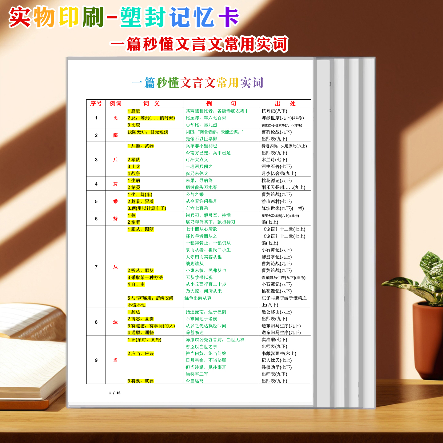 初中文言文实词虚词记忆卡片