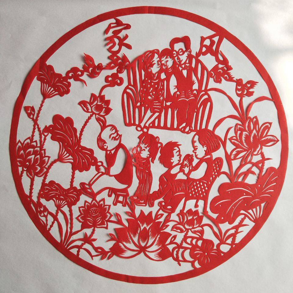 家风 家训 新品红色窗花剪纸手工成品中国风红纸尊老爱幼孝顺孝道