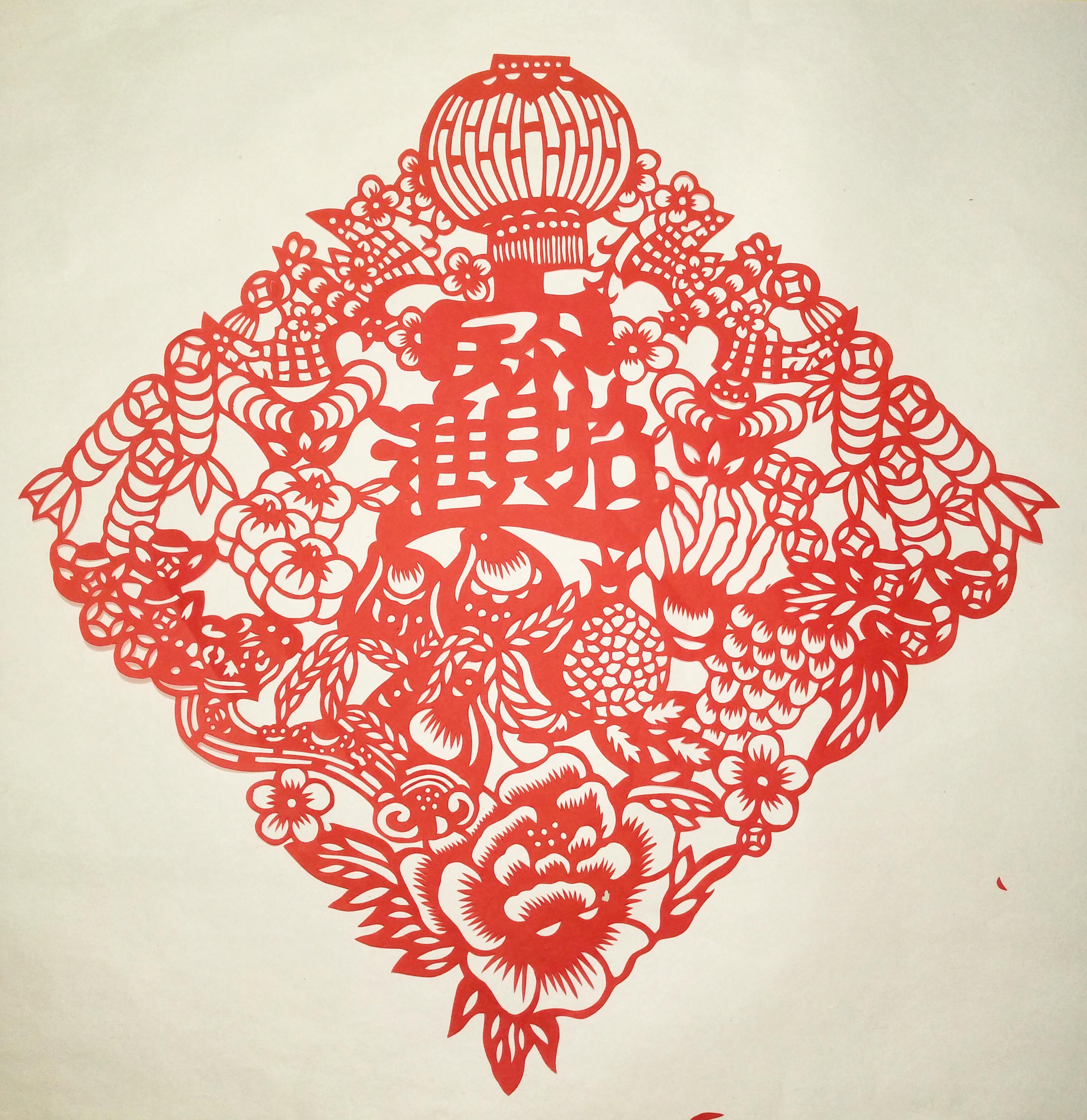 招财进宝2023兔年红色剪纸窗花剪画手工春节新年过年门贴礼品大号