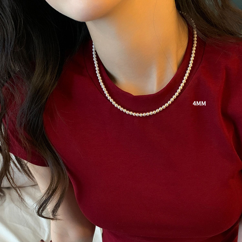 小米珠项链女4mm极细小珍珠项链