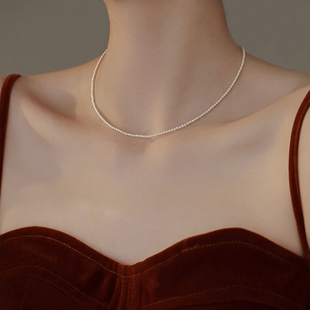 2mm珍珠项链小米珠珍珠项链女珍珠颈链珍珠锁骨链珍珠项链细款