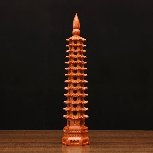桃木文昌塔摆件实木雕刻