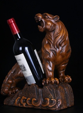 十二生肖虎红酒架创意中式客厅酒柜摆件葡萄酒托客厅摆件乔迁礼物