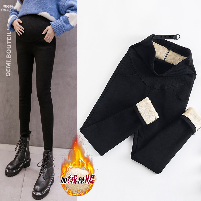孕妇裤子秋冬羊羔绒保暖铅笔裤