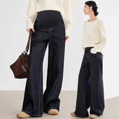 春秋季 秋打底裤 高腰托腹大码 丹宁蓝休闲裤 秋 宽松弯刀裤 孕妇牛仔裤