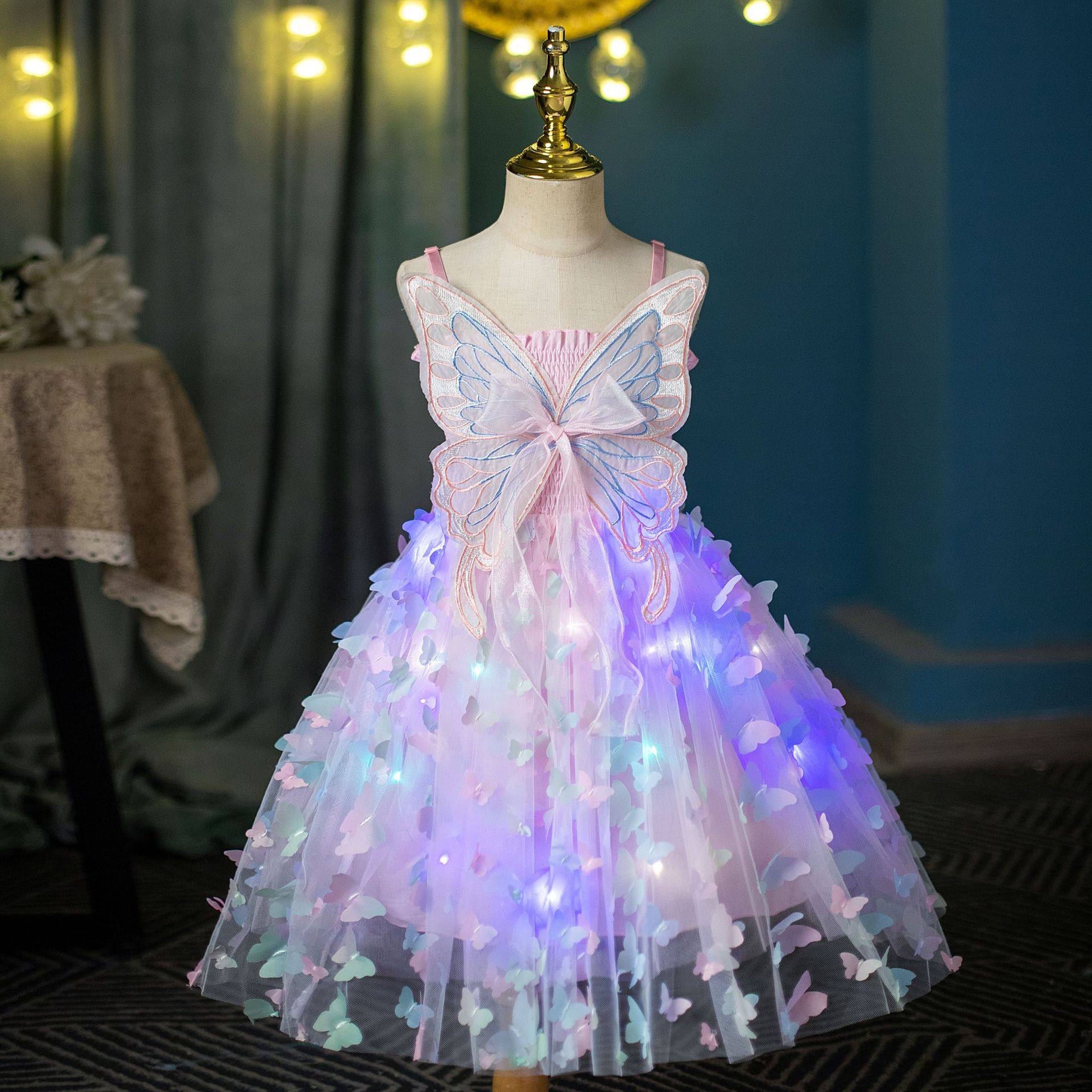 夏季冰雪奇缘爱莎公主裙女童吊带蝴蝶翅膀连衣裙儿童发光时尚纱裙,童装/婴儿装/亲子装,连衣裙,淘宝优惠券,粉丝福利购,淘宝优惠卷