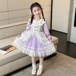 Lolita女仆蕾丝蛋糕裙 2025春秋女童洛丽塔公主裙儿童洋气甜美长袖