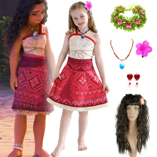 女童moana海洋奇缘2莫阿娜公主裙cosplay扮演服露背原始森林服装