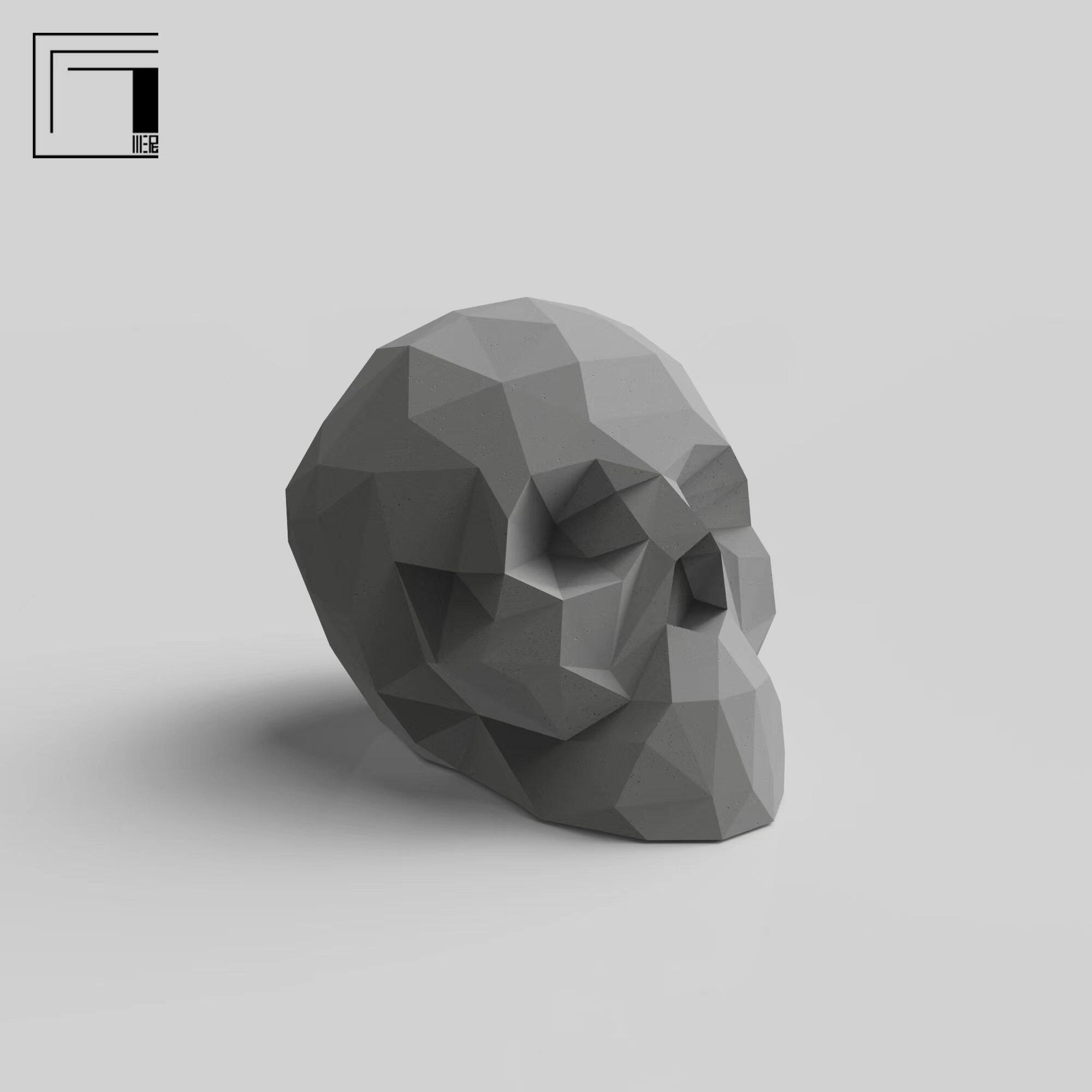 骷髅头模型万圣节鬼脸装饰水泥