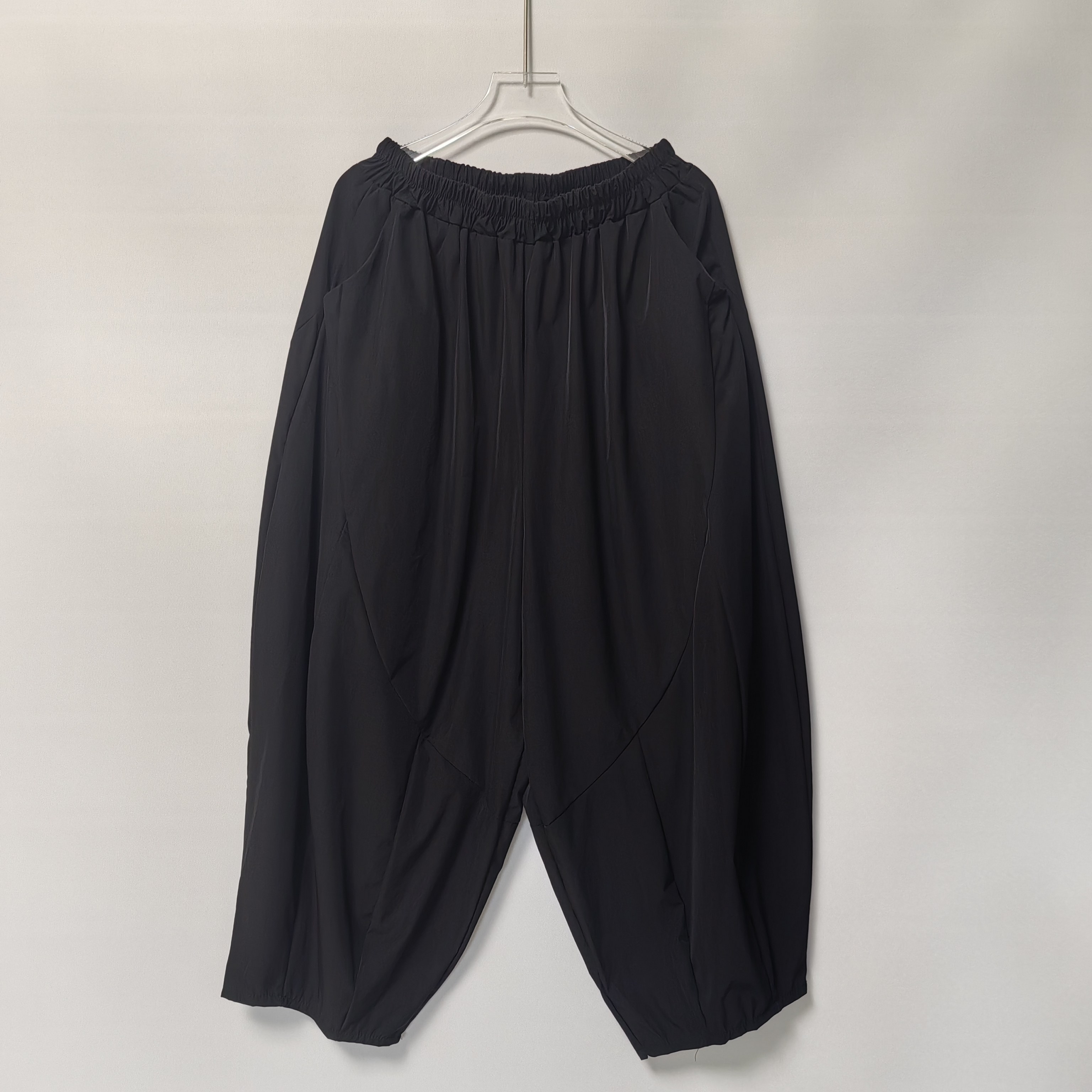 山本萝卜裤子夏季薄款女士阔腿哈伦裤黑色宽松显瘦九分灯笼休闲裤