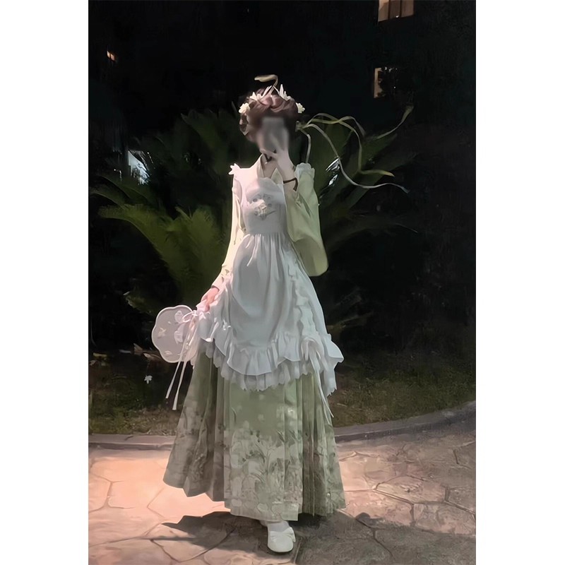绿色汉洋折衷明制汉服女交领马面裙洛丽塔琵琶日常lolita裙秋冬款