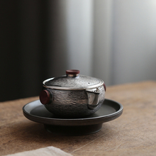 纯银盖碗 泡茶碗999手工银壶 日本银壶泡茶壶 小银壶手抓壶