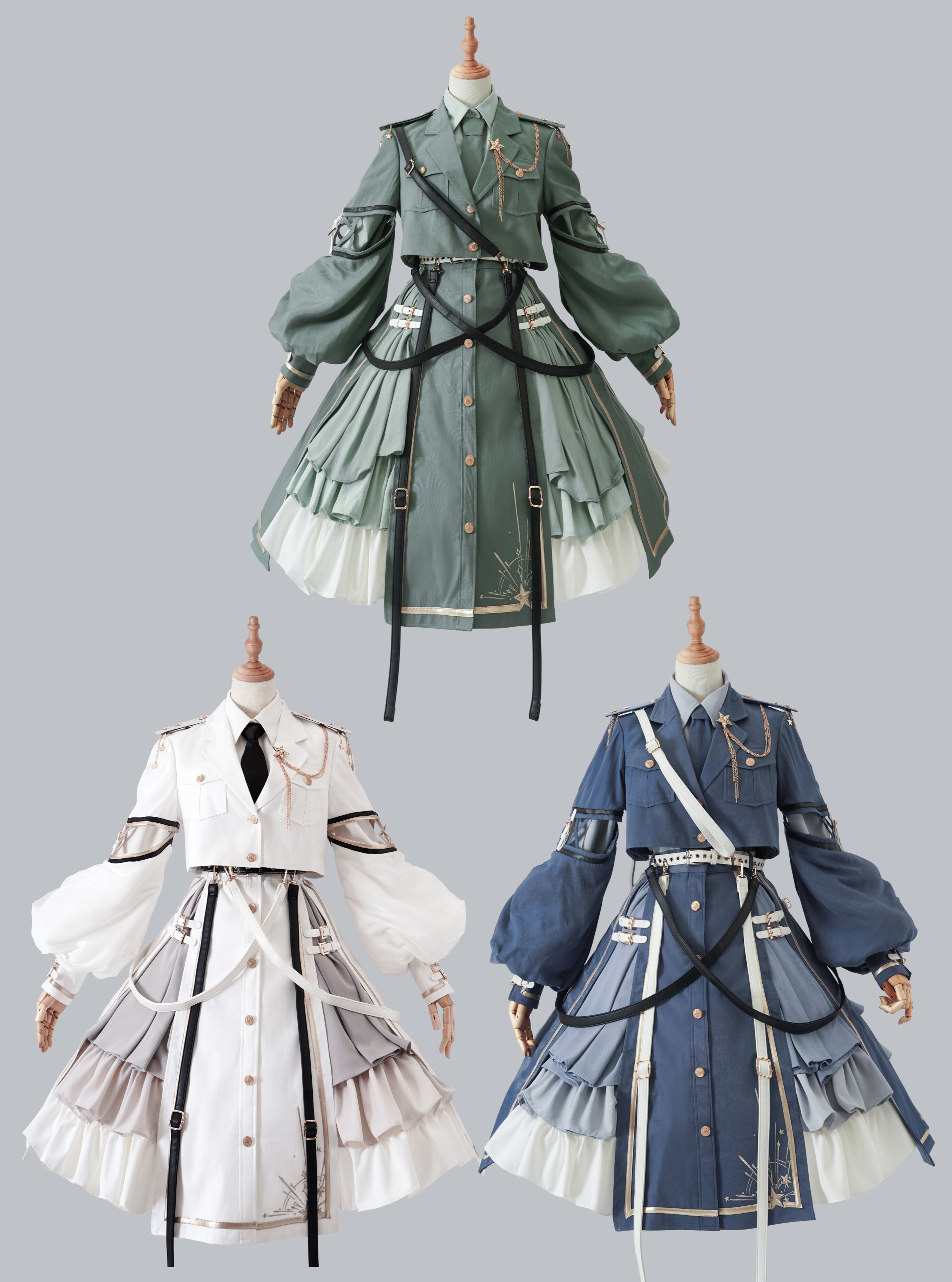 7月20二团  胜利日 三五亭原创lolita*洛丽塔正腰sk白蓝绿三色lo