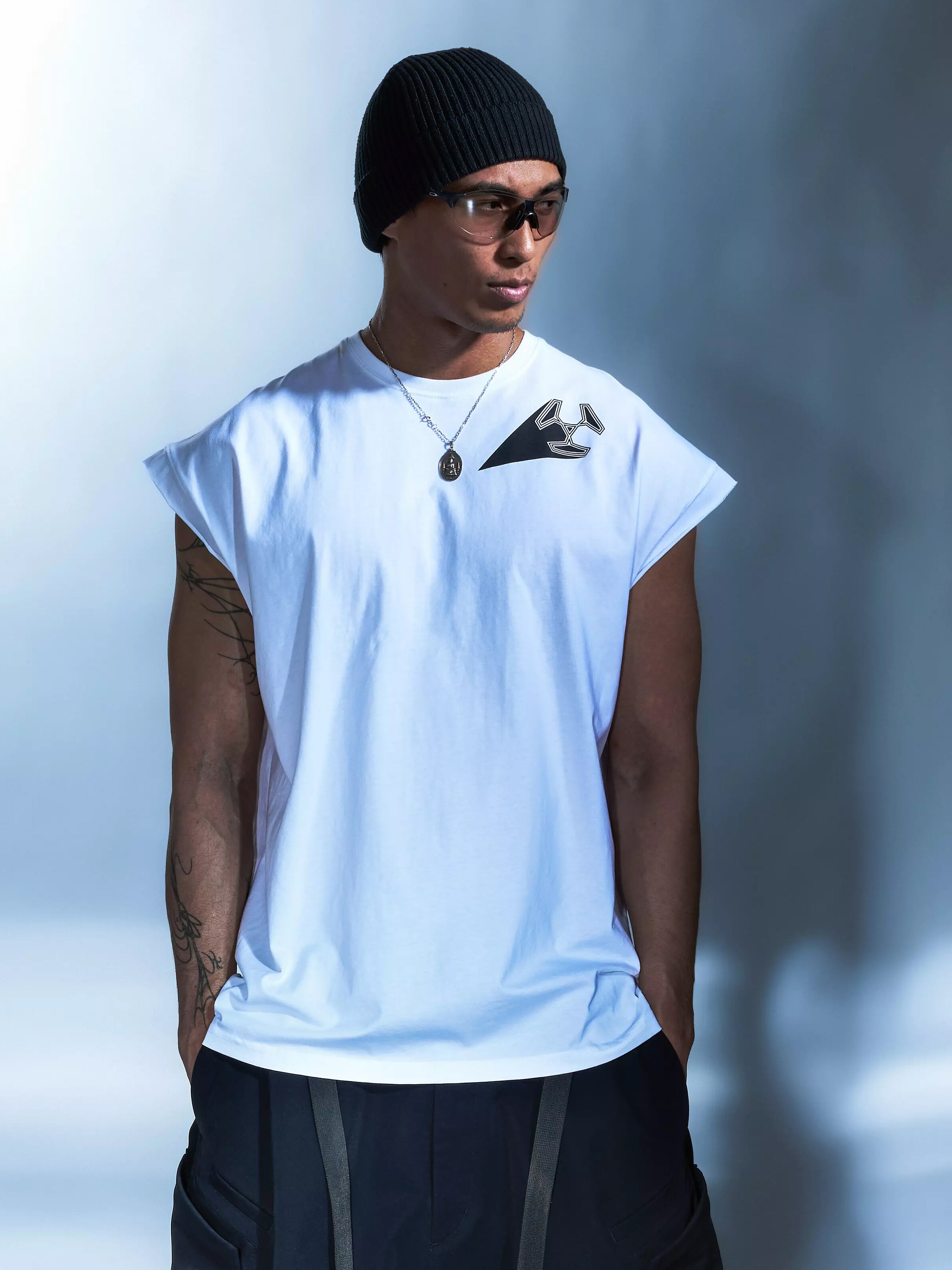 NJWN S25-PR-D 순면 기능성 대형 프린트 조끼 양복 조끼 라운드 넥 민소매 반팔 NON-ACRONYM