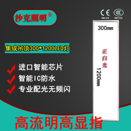30x120LED平板灯集成吊顶300*1200工程石膏板铝扣板面板明装吊装 - 封面
