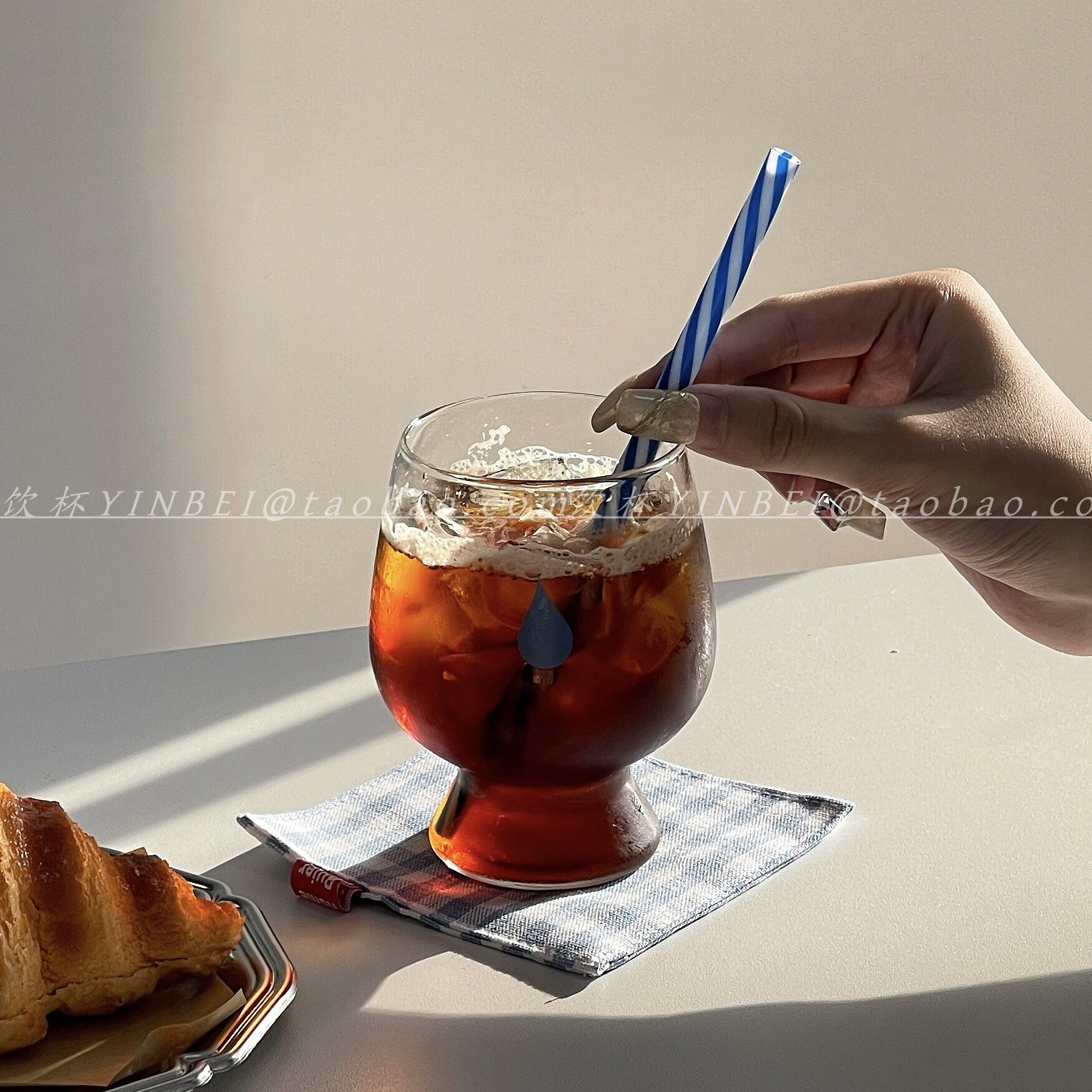 高硼硅耐热水滴玻璃杯咖啡杯