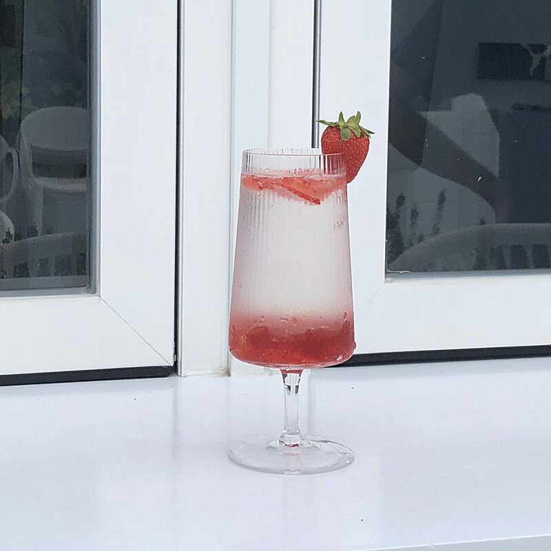 韩国ins风餐厅条纹果汁玻璃杯子