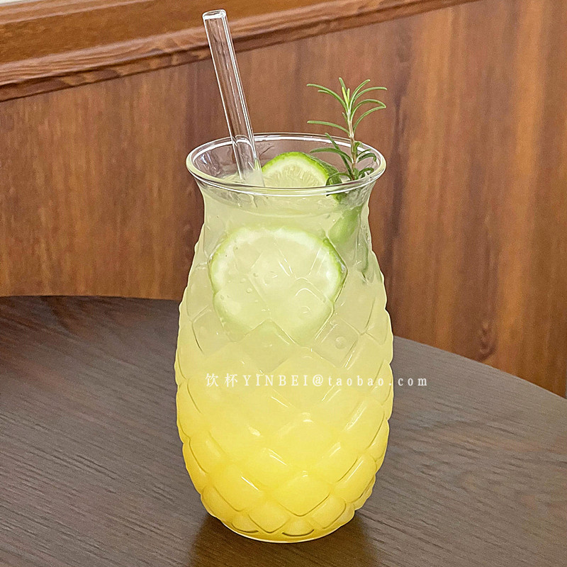 网红ins玻璃浮雕果汁杯