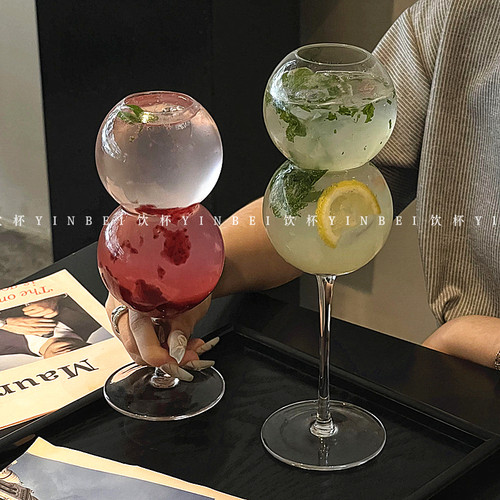 小众设计款气泡圆球高脚杯
