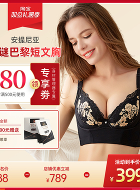 安提尼亚情迷巴黎丰满调整型文胸薄模杯塑身聚拢内衣收副乳防下垂