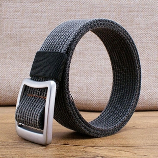 休闲皮带网红同款平滑扣做旧军训加长青年牛仔裤帆布腰带男潮百搭