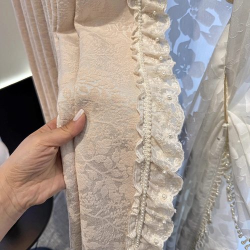 法式蕾丝窗帘花边装饰辅料配件织带点缀吊穗饰品珍珠水溶流苏刺绣