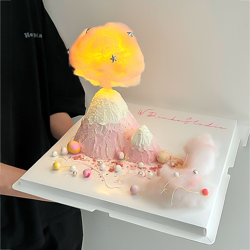 网红款生日蛋糕装饰摆件火烧云