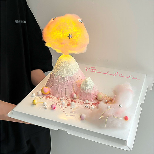 网红款生日蛋糕装饰摆件火烧云