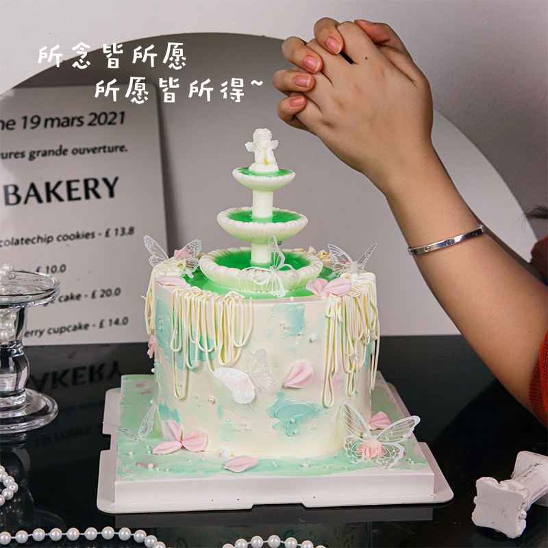 网红小天使许愿池生日蛋糕装饰白色蝴蝶仙女女神生日烘焙装扮摆件,厨房/烹饪用具,烘焙模具,淘宝优惠券,粉丝福利购,淘宝优惠卷