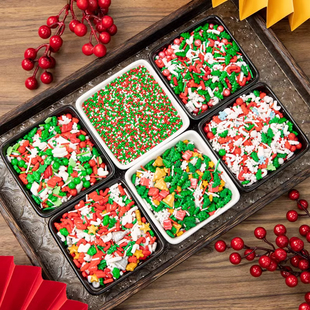 圣诞节糖珠蛋糕装 扮 饰圣诞老人雪人雪花拐杖圣诞树铃铛糖果甜品装