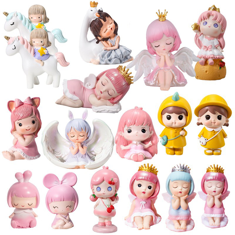 宝宝爱莎小公主天使烘焙蛋糕装饰摆件女孩装饰可爱粉色系卡通烘焙