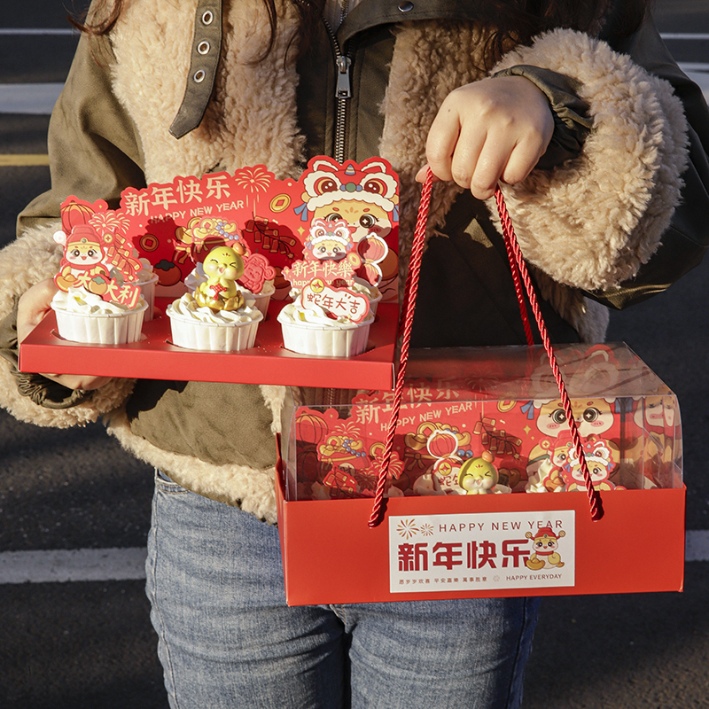 新年6粒马芬杯纸杯蛋糕