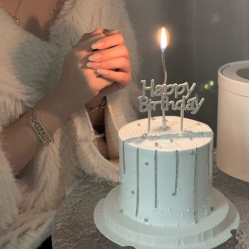 钻石happybirthday生日蛋糕