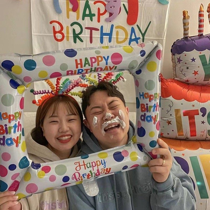 网红创意ins波点相框铝膜气球派对氛围布置 儿童男孩女孩拍照道具,节庆用品/礼品,节日装扮用品,淘宝优惠券,粉丝福利购,淘宝优惠卷