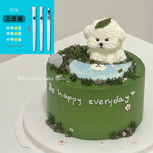 网红小红书款奶油霜平头笔刷手绘毛笔软头储水画笔工具烘焙工具l