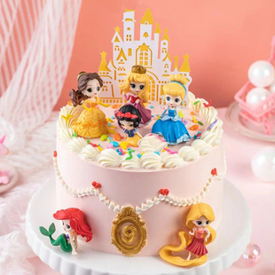套裝 女生女孩生日插件m 飾擺件小公主白雪Q版 迷你小仙女公主蛋糕裝