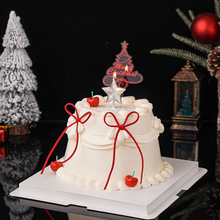 2025圣诞节五角星星蜡烛蛋糕装饰品MerryChristmas圣诞树插件配件