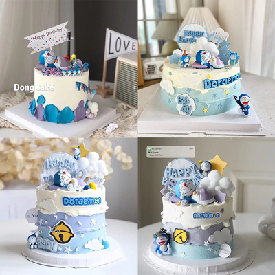 叮当猫蛋糕装饰摆件蓝胖子机器猫