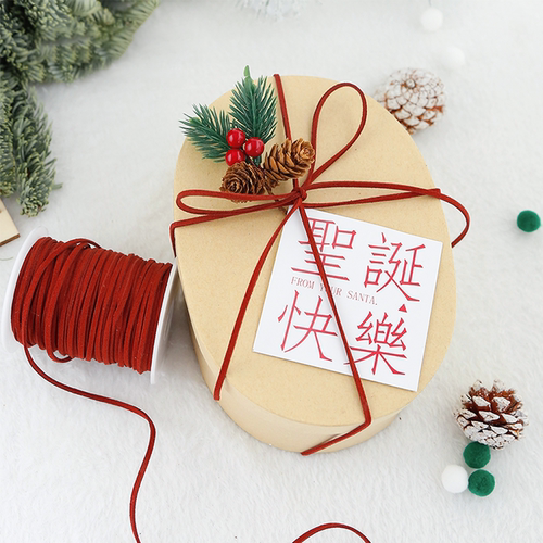 圣诞节礼物礼盒丝带红色鹿皮绳绒皮绳装饰彩带蛋糕盒绑带麻绳