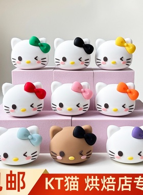 网红多巴胺蝴蝶结KT猫蛋糕装饰摆件软胶hellokitty甜品烘焙装扮