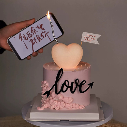 520情人节发光爱心灯蛋糕装饰亚克力love插件我爱你情侣告白插牌