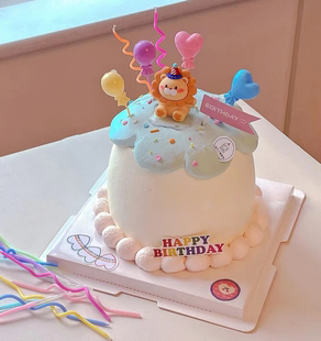 六一儿童节蛋糕装饰摆件网红生肖动物彩色气球ins风插牌装扮配件