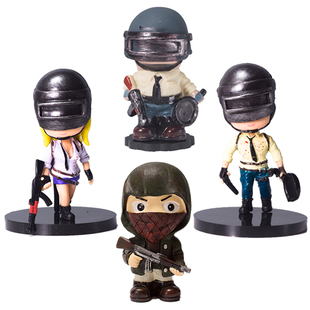 Q版卡通战士游戏蛋糕摆件 大吉大利今晚吃鸡生日蛋糕装饰公仔人偶